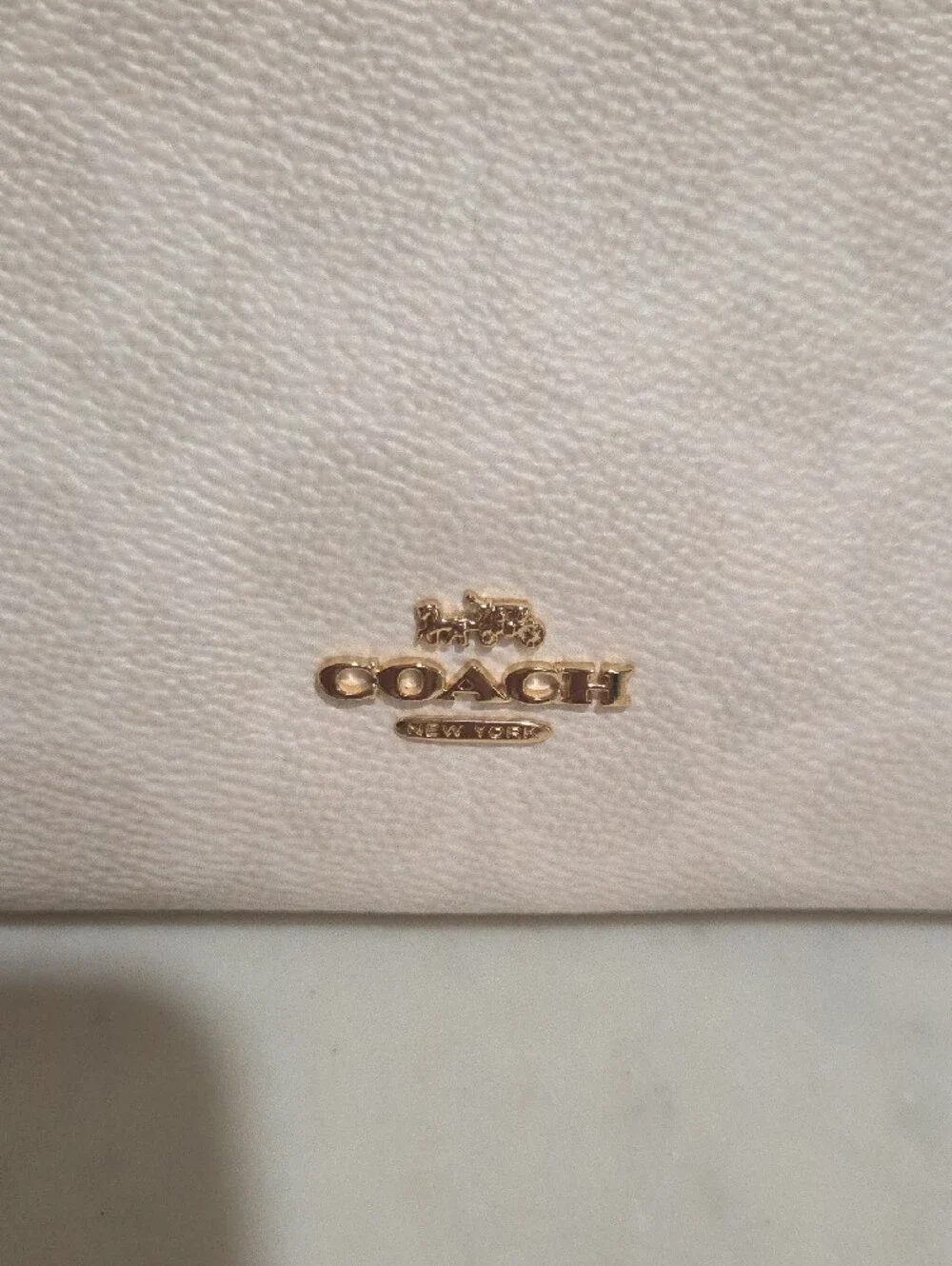 Coach Cream White Signature Double Zip Wristlet with Wrist Strap
